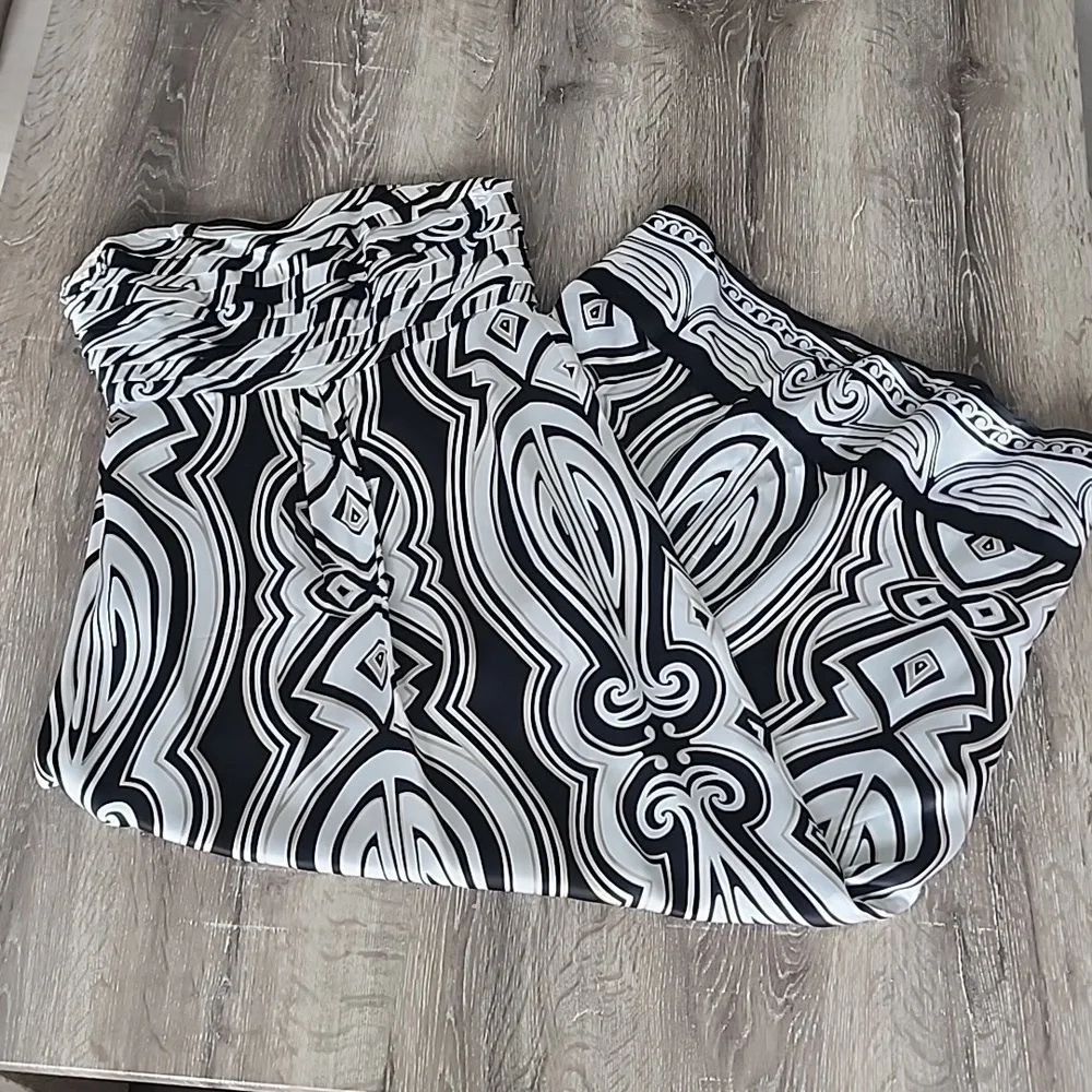 White House Black Market Strapless Silk A-Line Maxi Dress Abstract Print Sz. 4 - Picture 4 of 11